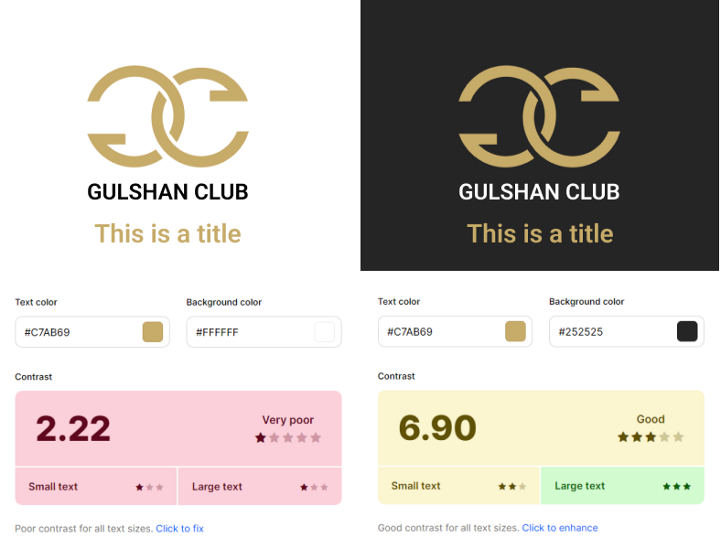 Contrast comparison and color selection